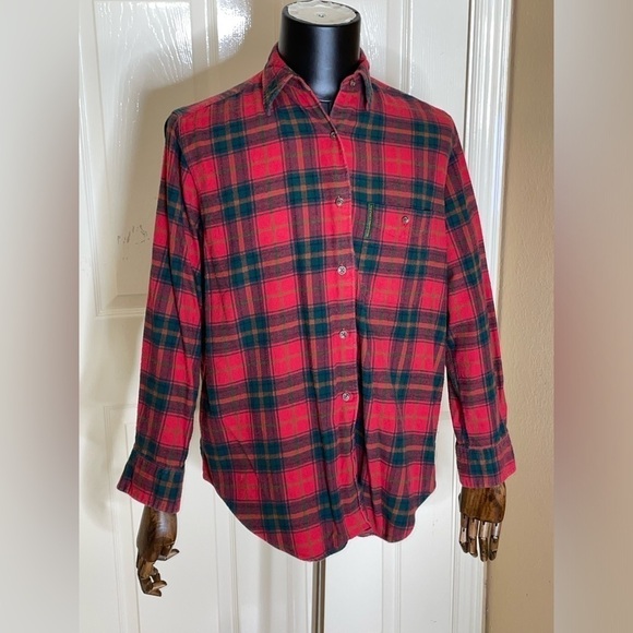 Vintage 90’s Abercrombie & Fitch Heavyweight Flannel Small Red Plaid - Picture 5 of 10